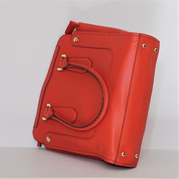 London Fog Orange Simulated Leather Satchel - Picture 4 of 11